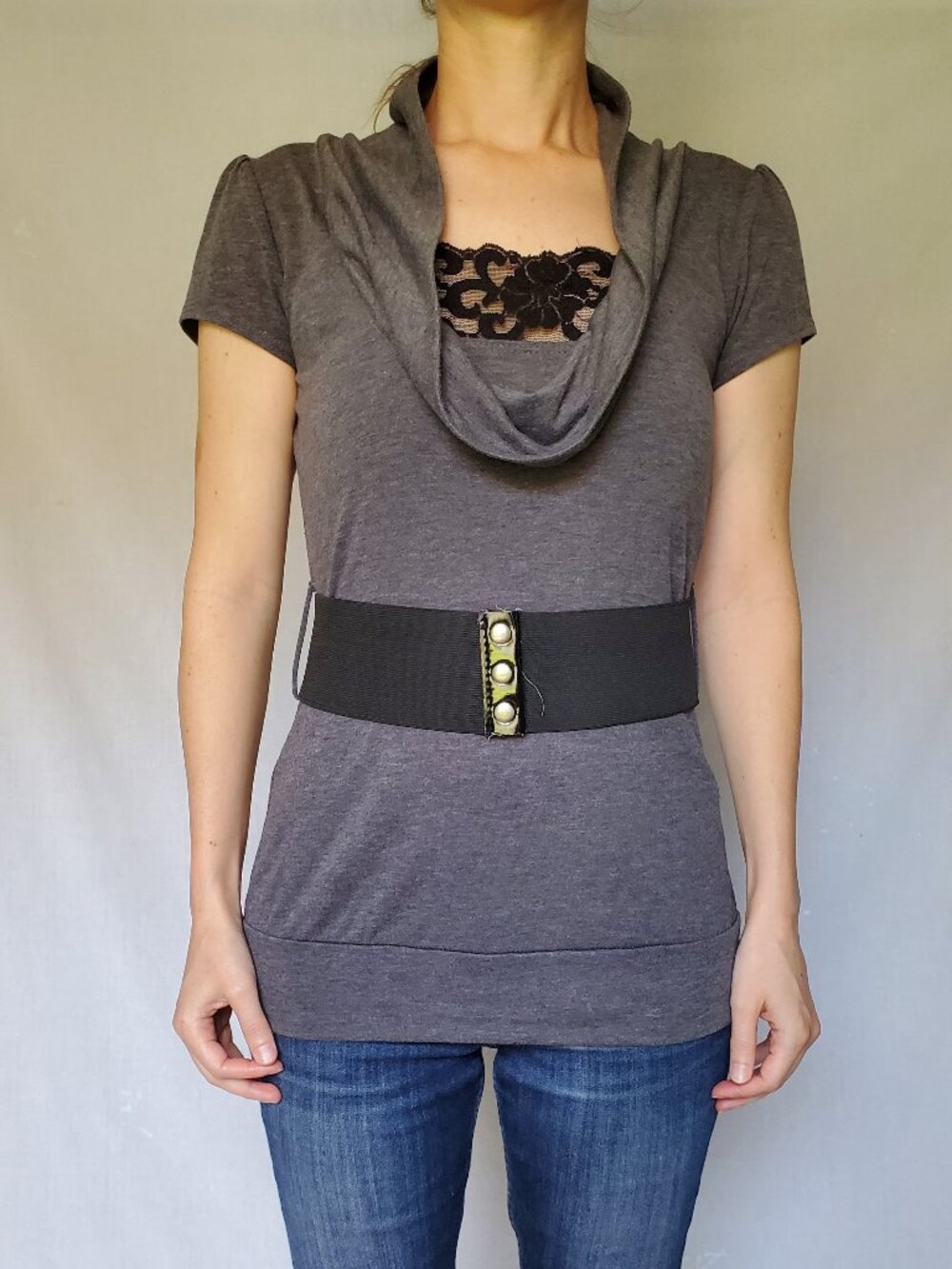 BCX Gray Cowl Neck Top